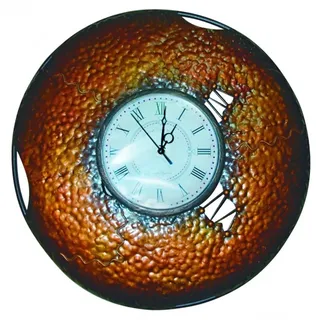 Casa Padrino Vintage Wanduhr Metall - Prunkvolle Wanduhr in Kupfer - Durchmesser 48 cm - Kupfer