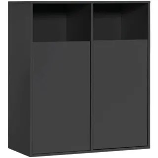 mokebo mokebo® Wäscheschrank Schwarz, Holzwerkstoff, 80x95x40 cm, Ordnen & Aufbewahren, Wäschekörbe & Tonnen