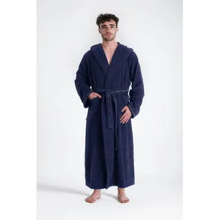 Bruno Banani Herrenbademantel "Danny, Normallänge & Überlänge, auch in extra lang, Hotelbademantel" 1 Stk. mit Logostreifen, Herren Bademantel aus 100% Baumwolle, S-4XL, marine
