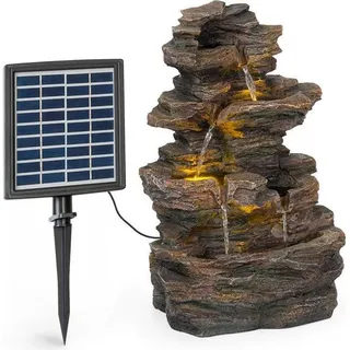 Blumfeldt Messina Kaskadenbrunnen Solarbrunnen Gartenbrunnen Zierbrunnen,Solarbetrieb,4 Kaskadenstufen,Indoor & Outdoor,Solarpanel: 9 V / 2,8 W / 17,5 x 14 cm,frostbeständig - Braun