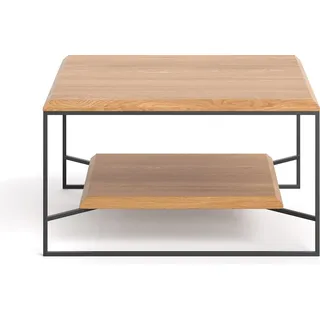 Quadratischer Mesa-Couchtisch mit Ablage 80x80 cm, Massivholz, Skandinavisch - Braun