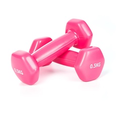 Molti Hanteln 2er Set Vinyl Kurzhanteln Gewichte mit Oberfläche aus Vinyl Gewichtsvarianten 2 x 0,5kg bis 2 x 3kg für Gymnastik Aerobic Fitness Pilates Krafttraining (Rosa 2 x 0,5kg)