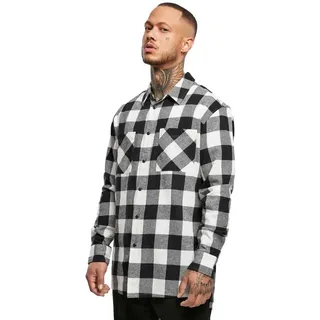 Urban Classics Long Oversized Checked Langarmhemd - Black / White - M