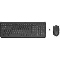 HP 150 kabellose Tastatur und Maus, 2,4 GHz, LED-Anzeige, Tastensperre, 12 Tastenkombinationen, Plug and Play, optische Sensor-Maus mit 1600 DPI, kompatibel mit Windows 10 und 11, schwarz