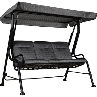 Outsunny Hollywoodschaukel 3-Sitzer Gartenschaukel Sonnendach Texteline Schwarz - Schwarz