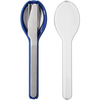 Mepal - Besteck 3-teiliges Set Ellipse - Besteck-Set für unterwegs - Besteht aus einem Messer, Gabel & Löffel - Besteck-Set mit Reiseetui - Edelstahl - Vivid Blue