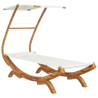 vidaXL Sonnenliege mit Dach 100x190x134 cm Bugholz Massiv Creme - Creme