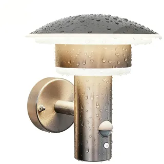 NBHANYUAN Lighting® LED 4 Modi Außenlampe mit Bewegungsmelder und Dämmerungssensor,Aussenwandleuchte Dauerlicht,Silber,IP54,SUS316 Edelstahl, Warmweiß (3000K), 1000LM, 9W