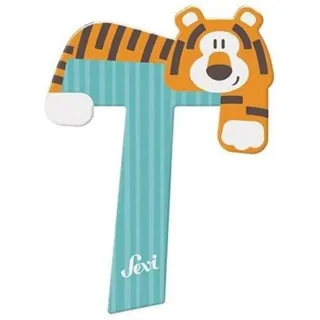 Sevi 83020 Tier Holzbuchstaben T Tiger ca. 10 cm, Türbuchstaben für Kinderzimmer, ABC Lernspielzeug aus Holz, pädagogisches Spielzeug für Kinder ab 3 Jahren, Buchstabe Tiere, Blau