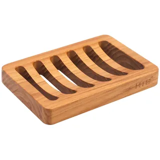 HTB Seifenhalter mit Schlitzen, Teakholz aus Holz, Küche, Schwammhalter, selbstentleerende Seifenschale für Dusche, Waschbecken, Badezimmer, Badewanne, Wohnmobil