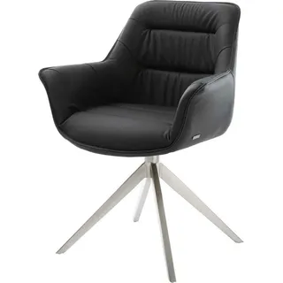 DeLife Polsterstuhl Kaira-Flex Kreuzgestell breit Edelstahl Echt-Leder Schwarz