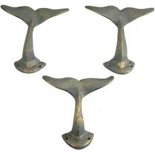 Katouigb Whale Tail Cast Iron Wall Hook 4 3/4 Inch (Set of 3)