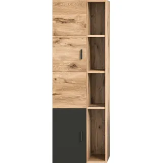 welltime Hochschrank »Dolo, Breite 48 cm, 2 Türen, 4 offene Fächer, 5 variable Einlegeböden«, (1 St.), Badmöbel, Hängeschrank, Badschrank, Schrank,Bad, Midischrank, grau