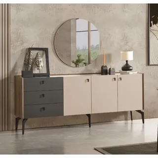 Sideboard mit Spiegel Holz Möbel Luxus Stil Modern 2tlg Garnitur Neu - Bunt