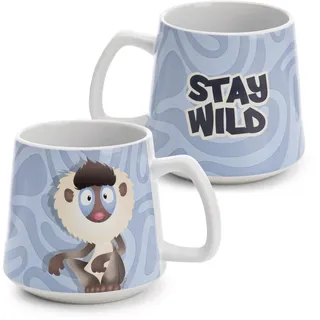 Tasse Mandrill 380ml 8x9.5cm - blau - Hochwertige Porzellan-Tasse, liebevoll gestaltet, niedliches Accessoire für Küche, Büro & Zuhause – süßes Geschenk für Lieblingsmenschen | 62762