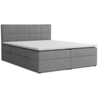 venasi BETTY Boxspringbett 140x200 mit Bettkästen H2/H3 Matratze GRAU - Grau