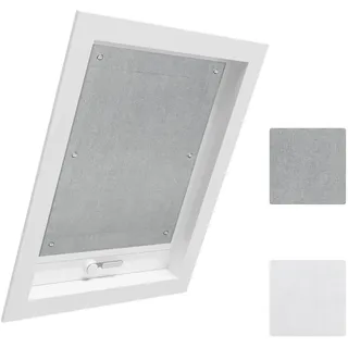 WOLTU Thermo Dachfenster Rollo ohne Bohren Sonnenschutz Verdunkelungsrollo mit Saugnäpfen, Thermorollo Hitzeschutz für Velux- und Roto-Fenster F06 / 206, Grau 48x93 cm