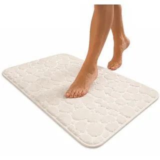Avilia Badvorleger, saugfähig, rutschfest, aus Memory-Schaum, waschbar, Stein-Effekt, ideal für Badewanne und Dusche, aus Polyester, Beige, 80 x 50 cm
