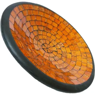 Mosaikschale Tonschale Glasschale Dekoschale Mosaik Kunsthandwerk Glassteine Deko rund L, orange - Orange