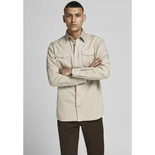 JACK & JONES Sheridan Langarmhemd - Crockery / slim fit, - XL,