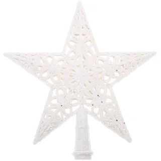 PRETYZOOM Christbaumspitze Weihnachtsbaumspitze Weihnachten Baumspitze Weiß Tannenbaumspitze Weihnachtsspitzen Baumschmuck Weihnachtsbaum Stern Topper Xmas Deko Christbaum Spitze Tischdeko