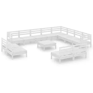 vidaXL 13-tlg. Garten-Lounge-Set Massivholz Kiefer Weiß - Weiß