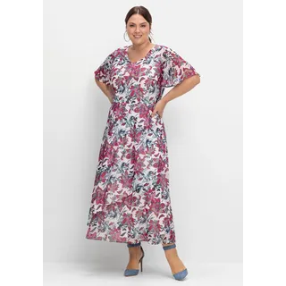 Sheego Abendkleid »Chiffonkleid mit Blumenprint, blickdicht gefüttert«, mit Blumenprint, blickdicht gefüttert, lila