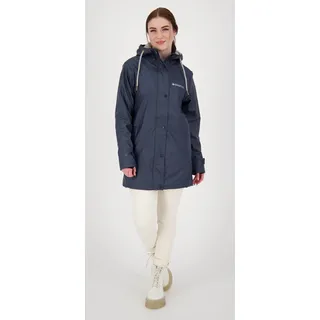 Regenjacke DEPROC ACTIVE "Friesennerz NEW ELLESMERE", Damen, Gr. 44L, blau (navy), 100% Polyester, figurumspielend, gerader Abschluss mit Druckknopf, Jacken Regenjacke, auch in Großen Größen erhältlich
