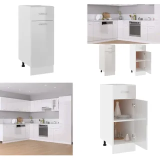 vidaXL Schubunterschrank Hochglanz Weiß 30x46x81,5 cm Holzwerkstoff - Schubunterschrank - Schubunterschränke - Küchenschrank - Küchenschränke - Weiß