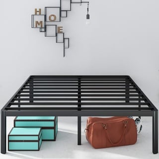 Zinus Van Bett 180 x 200 cm – Höhe Bettgestell 41 cm mit Stauraum unter dem Bett – Bettgestell Plattform aus Metall – Schwarz