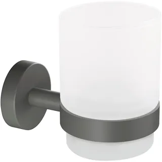 tesa Zahnputzbecher »MOON Zahnputzbecherhalter ohne Bohren - 9,6 cm : 7 cm : 10,9 cm« selbstklebender Zahnbürstenhalter - grau