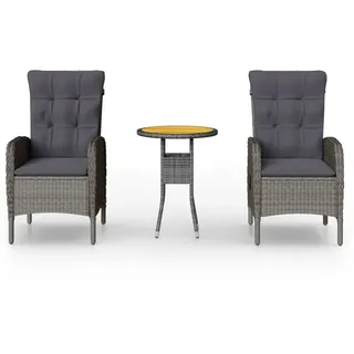 vidaXL 3-tlg. Garten-Bistro-Set Poly Rattan Grau - Grau