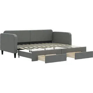 vidaXL Tagesbett Ausziehbar mit Schubladen Dunkelgrau 90x200 cm Stoff - Grau
