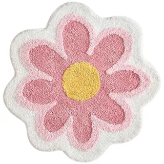 YGCHEN Blumen Badematte 60 x 60 cm Rutschfeste Matte Gänseblümchen Weiche Antirutsch Teppich Badezimmermatte Türmatte Duschvorleger Teppichboden für Badezimmer, Küche, Toilette, Kinderzimmer, Haustier
