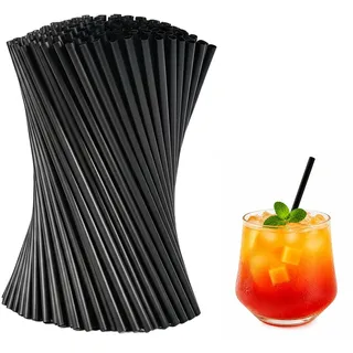 100 Stück Schwarze Plastikstrohhalme 26 x 0,6 cm, Dicke, Wiederverwendbare PP Strohhalme Schwarz, Plastik Strohhalme Ideal Als Bubble Tea Strohhalme Plastik, Trinkhalme, Café & Party.