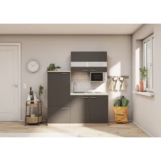 Respekta Küchenblock 160 cm Grau-Eiche
