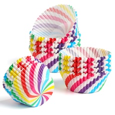 DERAYEE Muffinförmchen Papier, 200 Stück Regenbogen Muffinform Papier, Cupcake Formen für Geburtstag