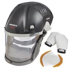 TREND Airshield Pro Atemschutzmaske & Gesichtsschutzpaket mit zusätzlichen Visierüberzügen und zusätzlichen Doppelluftfiltern, AIR/PRO/D4/E