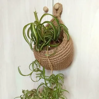 Hängekorb, hängende Wand Gemüse Obst Körbe, gewebte Küche Aufbewahrungskorb, Jute Eco Hängekorb Baumwollseil, A (W14 x H15 X20cm)