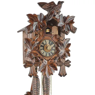 Eble Kuckucksuhr Original Schwarzwälder Kuckuckuhr Echtholz mechanisches 1-Tag Laufwerk NEU VDs Zertifikat Fünflaub 23cm- 11311