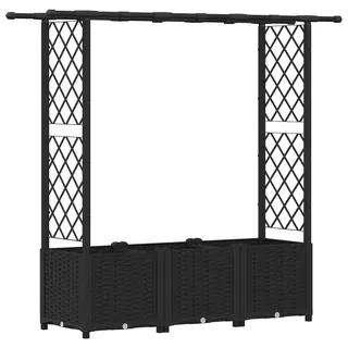 vidaXL Hochbeet mit Rankgitter und Dach Schwarz 162,5 x 40 x 138 cm PP - Schwarz
