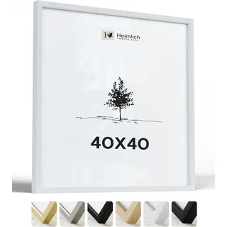 Heimlich Fotorahmen aus massivem Ayous-Holz – 40 x 40 cm, weiß | Heimlich® – Robuste Große Quadratische Bilderrahmen Aus Holz – Nur Wandhalterung