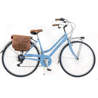 Via Veneto by Canellini Fahrrad Citybike Frau Stahl mit Seitentaschen - Blau 46 - Blau