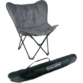 Camp Active Schmetterlingsstuhl Klappbar 70 x 60 x 90 cm - Campingstuhl mit Tragetasche - Faltbarer Campingstuhl mit Komfortabler Sitzfläche - Outdoor Stuhl bis 120kg - Grau
