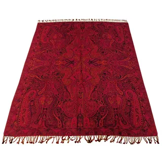 Lorenzo Cana Luxus Decke Jacquard gewebt aus Baumwolle mit feinster Wolle vom Merino Lamm, Paisley Decke Wolle Sofadecke Picknickdecke Plaid 140 cm x 200 cm - 96269