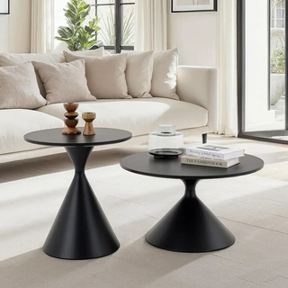 Idimex Couchtisch SET Isoma 2er Set schwarz , Schwarz , Metall , Mode , Rund , 70x40x70 cm , Wohnzimmer, Wohnzimmertische, Couchtische
