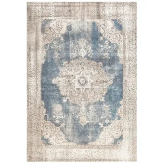 lalee.avenue Flachwebeteppich Vintage Creme / Blau, 140cm x 200cm