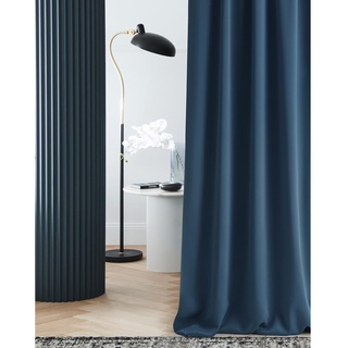 ROOM99 Vorhang mit Kräuselband Laurel 140 x 250 cm Breite x Höhe Verdunkelung Blickdicht Schiebegardinen Curtain Gardine Wohnzimmer Schlafzimmer für Schinensystem Dunkelblau, 1 Stück