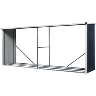 casa.pro Brennholzunterstand Kalmar Metall 352 x 80 x 152 cm Grau