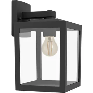 EGLO Wandlampe außen Olgiata-E, Outdoor Wandleuchte Vintage | Außenlampe Laterne, Außenleuchte Downlight, Kunststoff in Schwarz und Transparent, E27 Fassung, IP44